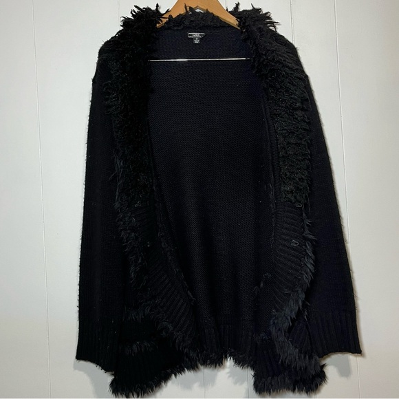Lisa International Black Frayed Knit Cardigan Indie Sleeze Boho Plus Size 1X - Picture 8 of 10